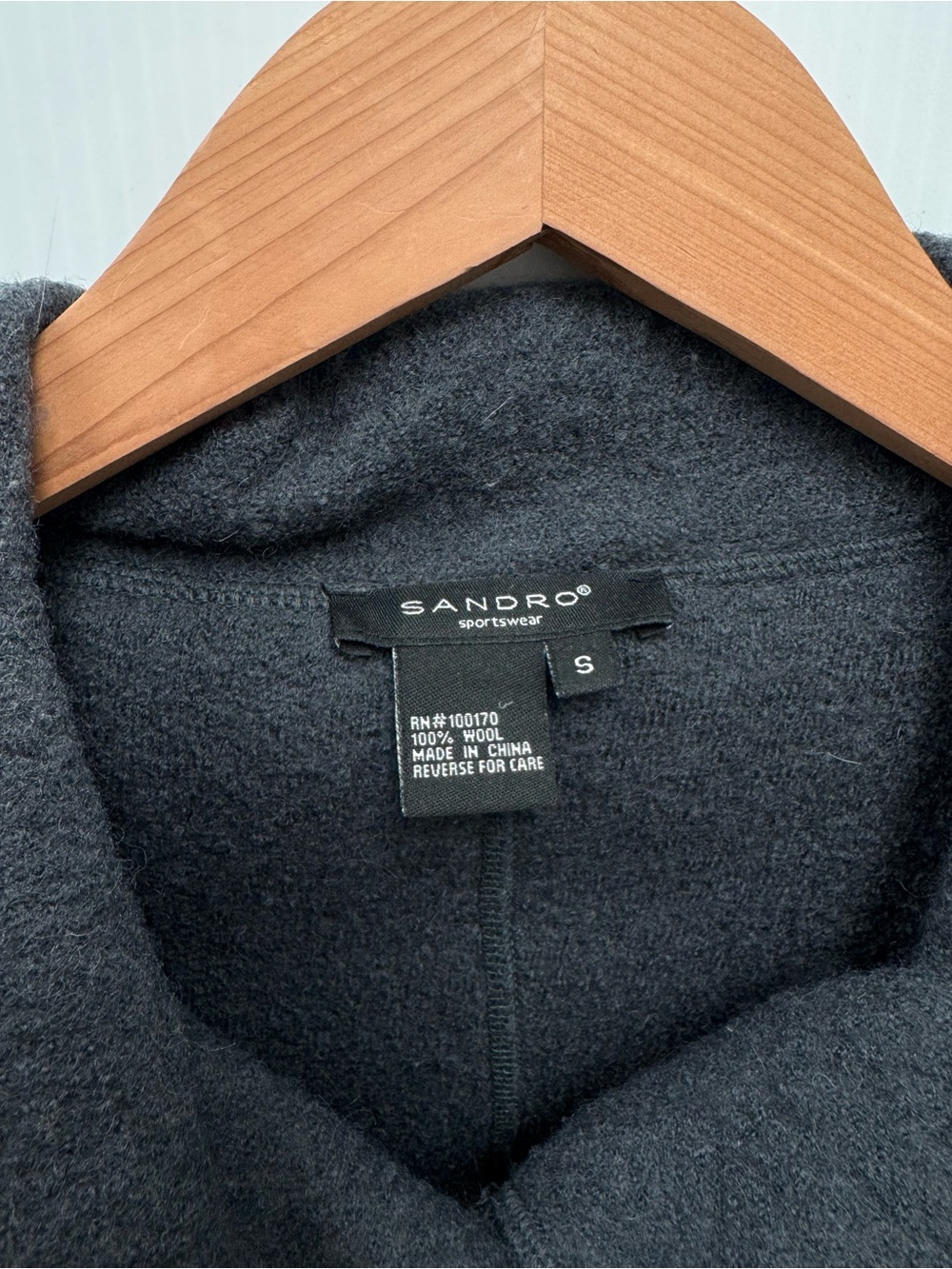 Sandro Sportswear Dark Charcoal Gray Peacoat with Wide Collar 100% wool - Picture 5 of 6